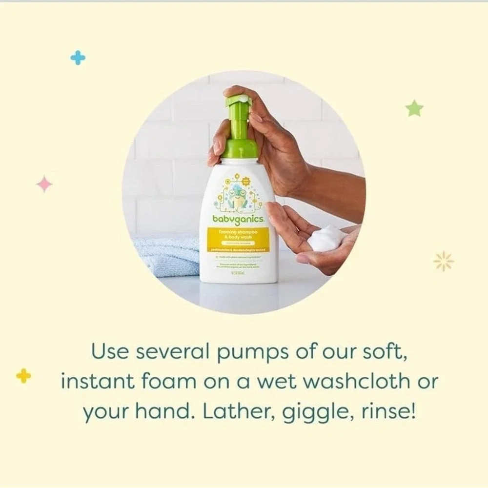 Babyganics Foaming Shampoo & Body Wash, Chamomile‎ Verbena, 16 fl oz - Pack of 3